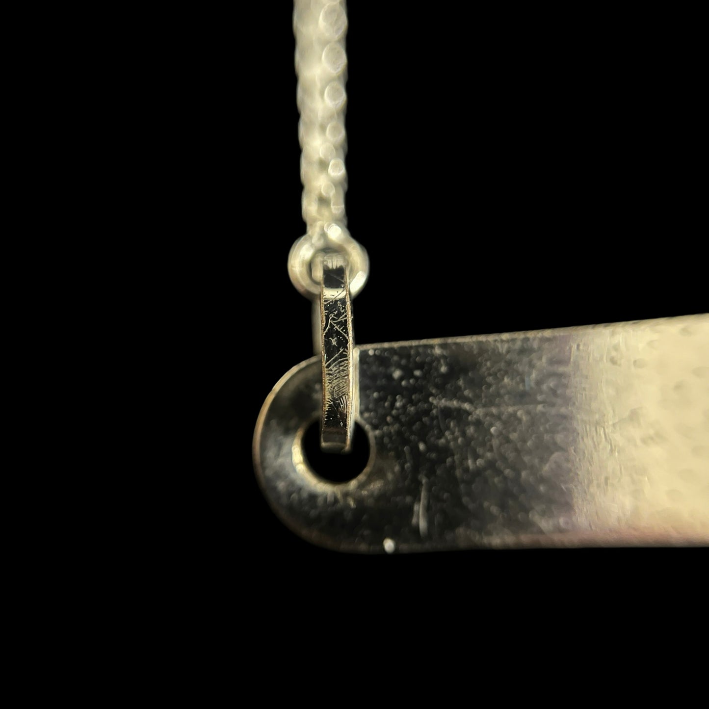 CHRISTIAN DIOR Plain Oblong Plate Fine Box Chain Necklace Silver Tone Metal Delicate Thin Chain Adjustable Extension with CD Logo Charm Minimalist Elegant Casual Daily Accessory