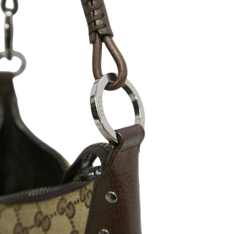 GUCCI GG Canvas Shoulder Bag, Brown with Silver Hardware, GG Monogram Canvas
