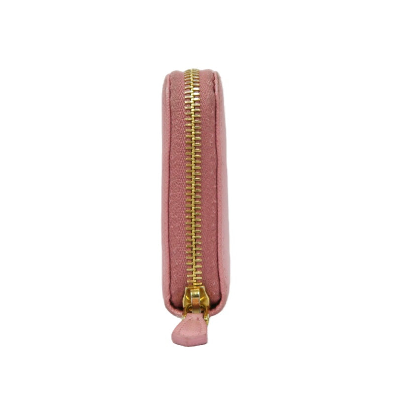 PRADA Pink Zippy Long Wallet, Saffiano Leather, Gold Hardware, with Box and Guarantee Card