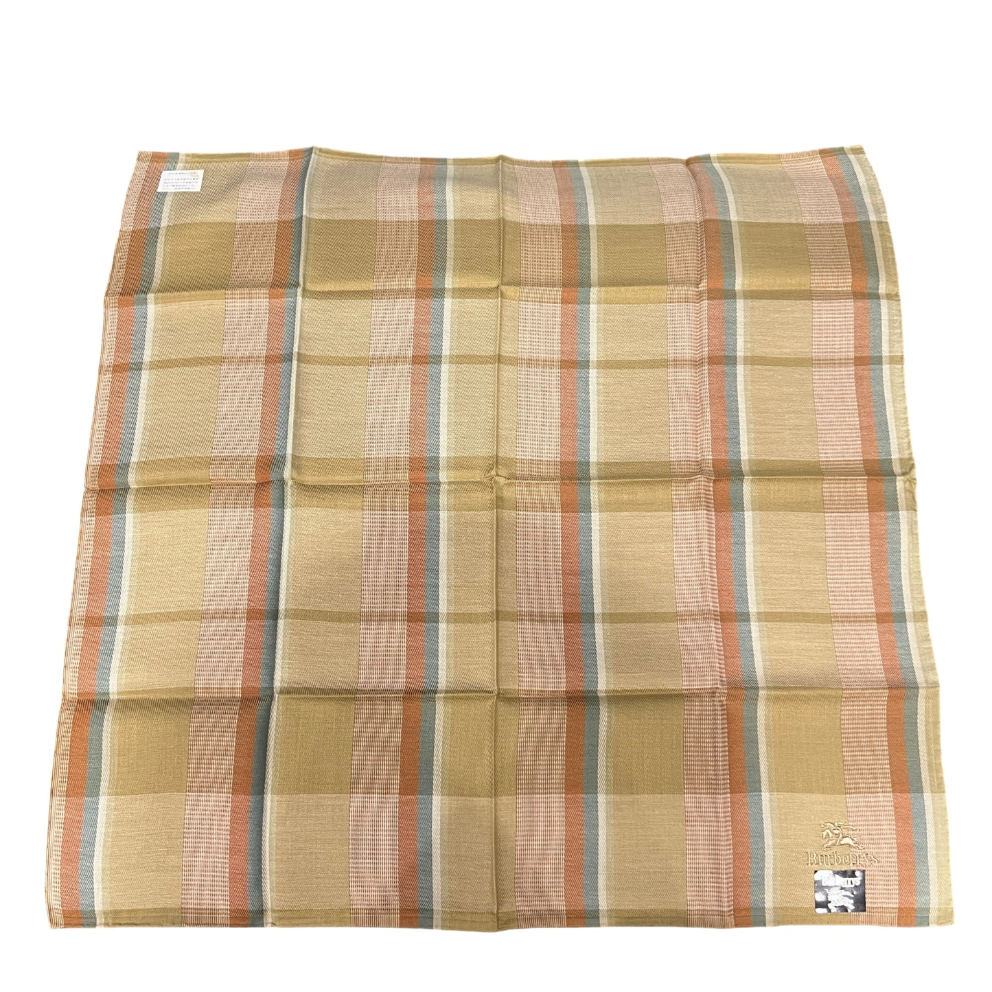 BURBERRY Check Cotton Handkerchief Light Khaki Multicolor