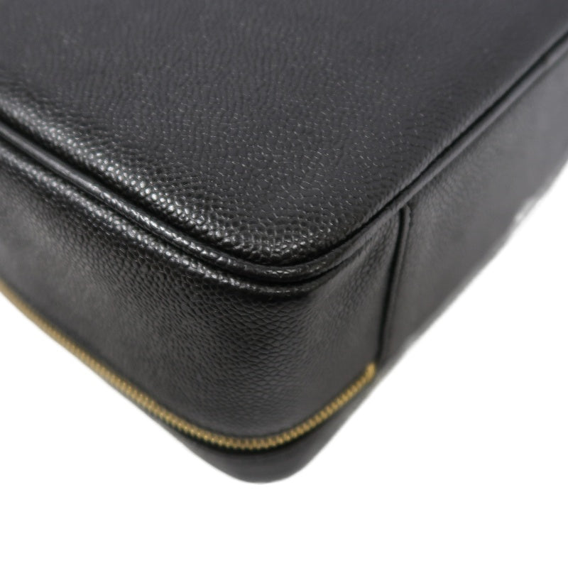 CHANEL Black Caviar Leather Box Bag, Gold Hardware, with Shoulder Strap & Guarantee Card, Top Handle & Crossbody Style