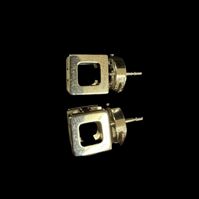 HERMES Cage d'Ash H Cube Earrings Accessory Silver White Enamel H Motif Cube Stud Pair