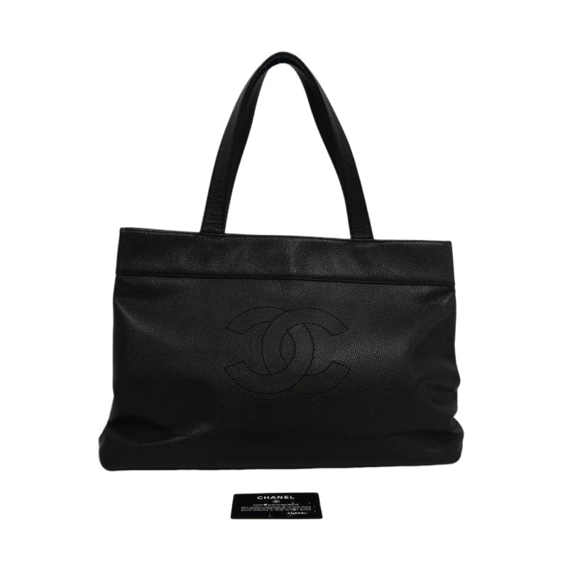 CHANEL Black Caviar Leather Tote Shoulder Bag