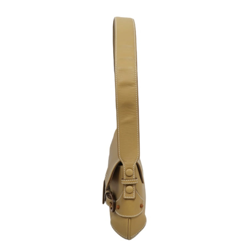 FERRAGAMO shoulder bag, calf leather, brown, milk tea color, cowhide leather