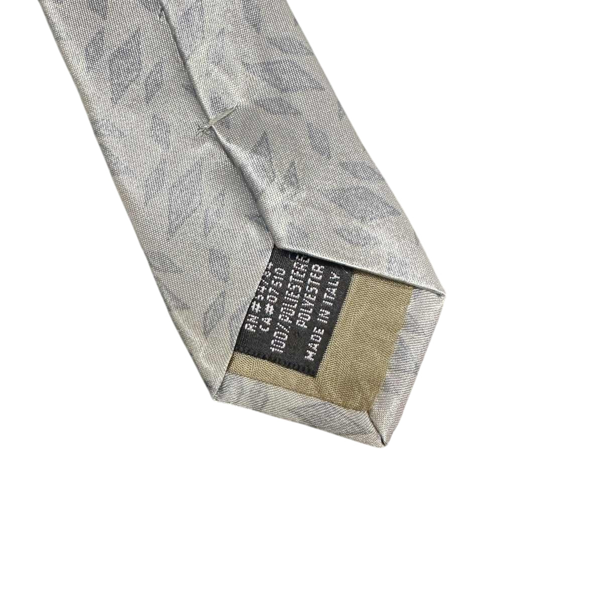 ARMANI Polyester Silk Tie, Silver with Diamond Pattern