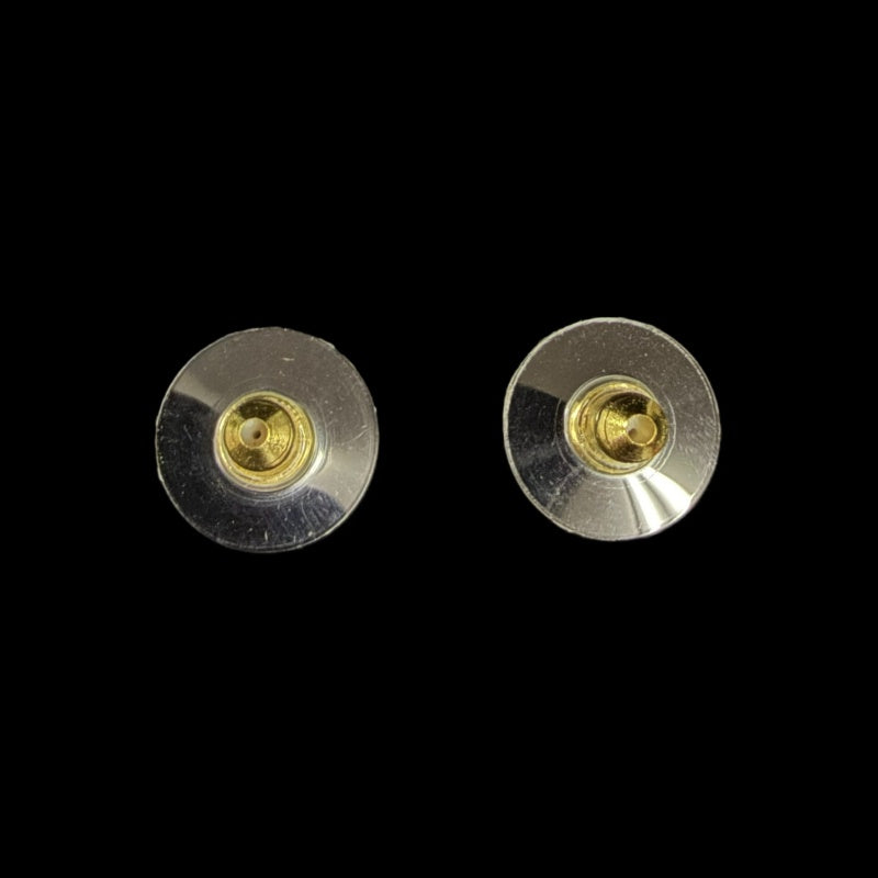 CHANEL Heart Rhinestone Earrings Accessory Gold Black Leather Coco Mark Box