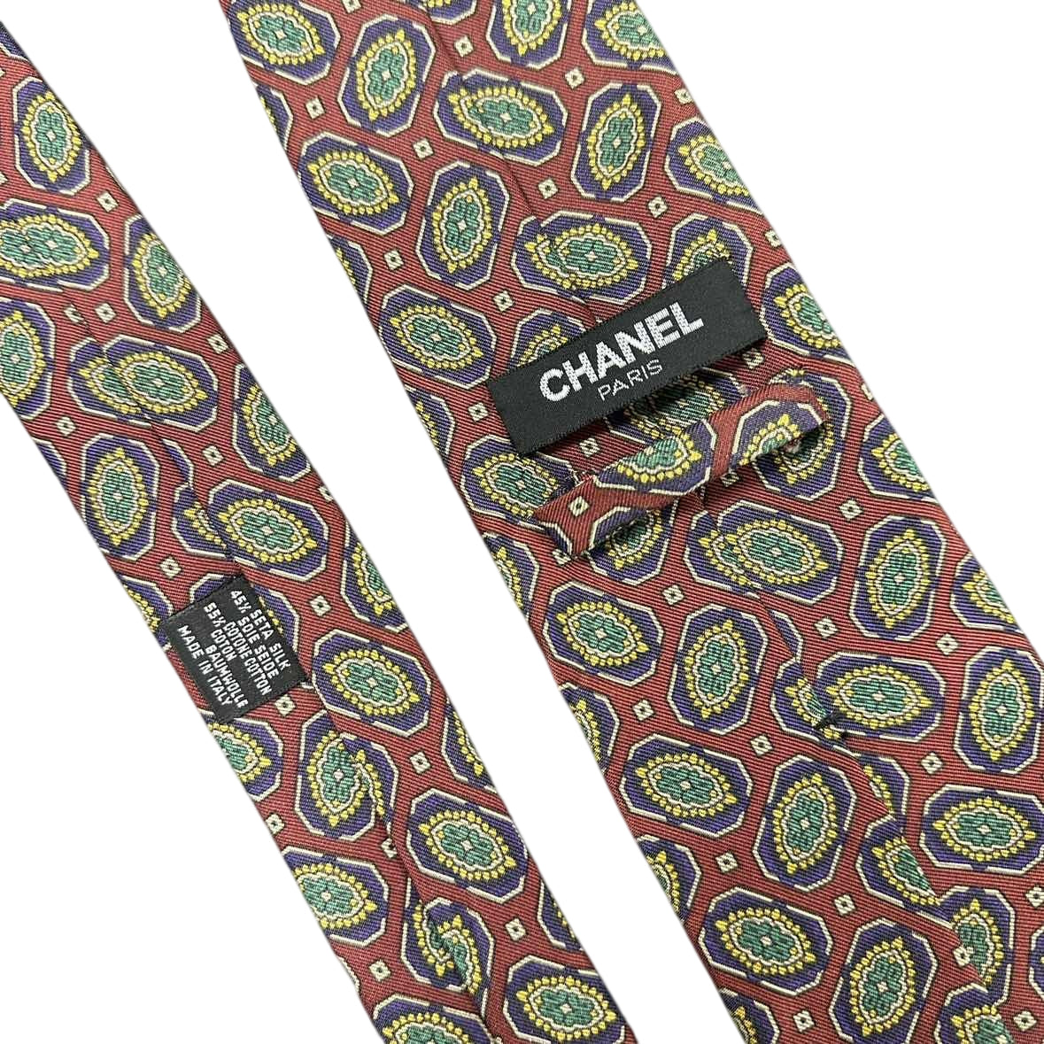 CHANEL red vintage pattern tie