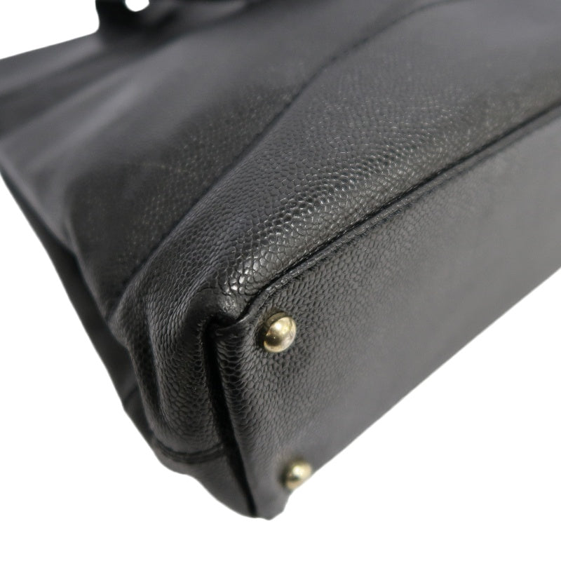 CHANEL Black Caviar Leather Tote Shoulder Bag