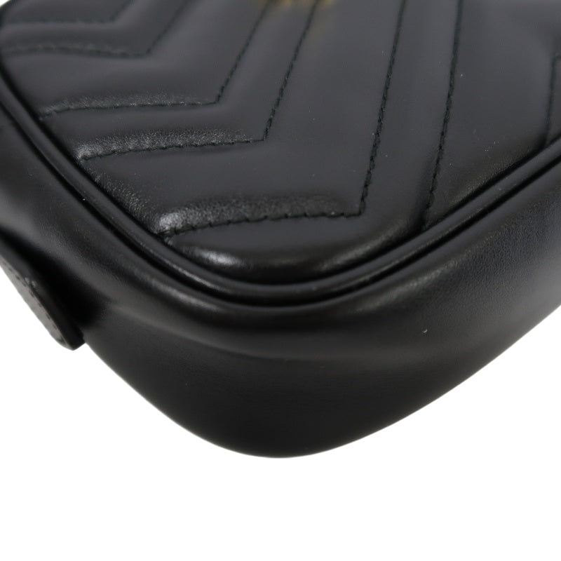 GUCCI GG Marmont Mini Camera Bag, Leather, Black, Gold Hardware