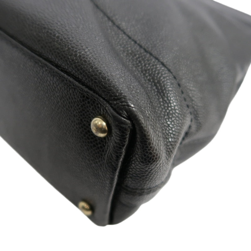 CHANEL Black Caviar Leather Tote Shoulder Bag