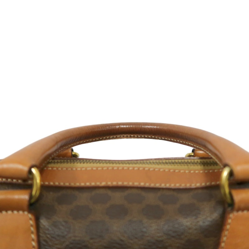 CELINE Macadam Mini Boston Bag, Brown, Gold Hardware, CELINE Monogram PVC Boston Handbag