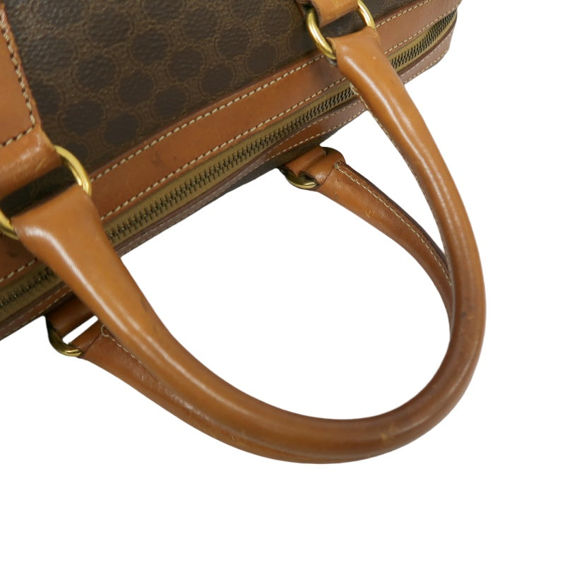 CELINE Macadam Mini Boston Bag, Brown, Gold Hardware, CELINE Monogram PVC Boston Handbag