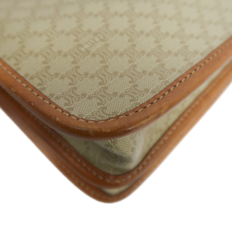 CELINE Macadam Shoulder Bag, Beige, Gold Hardware, CELINE Monogram PVC Saddle Crossbody Bag