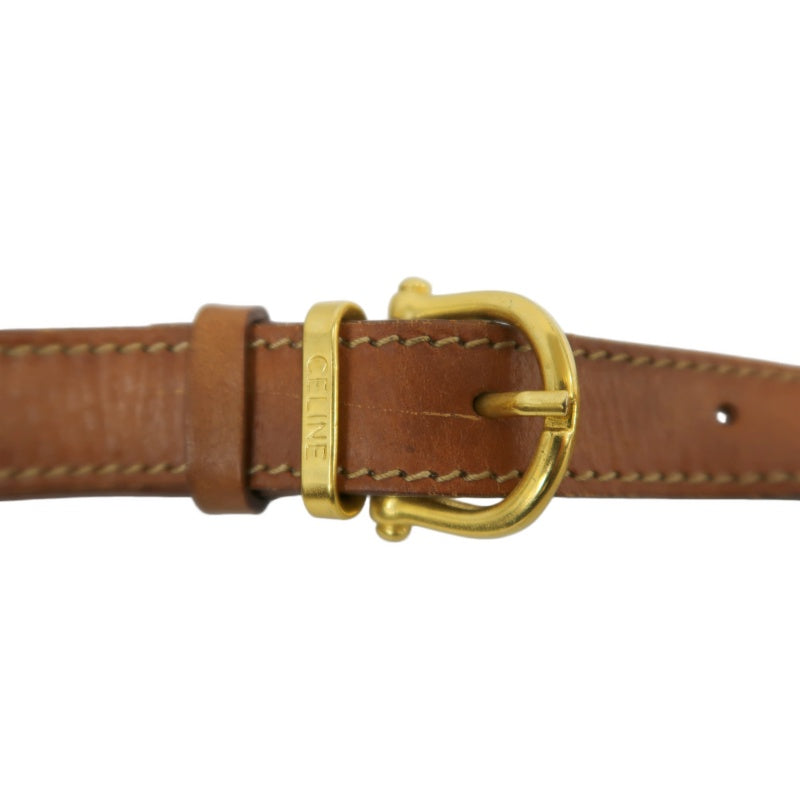 CELINE Macadam Shoulder Bag, Beige, Gold Hardware, CELINE Monogram PVC Saddle Crossbody Bag