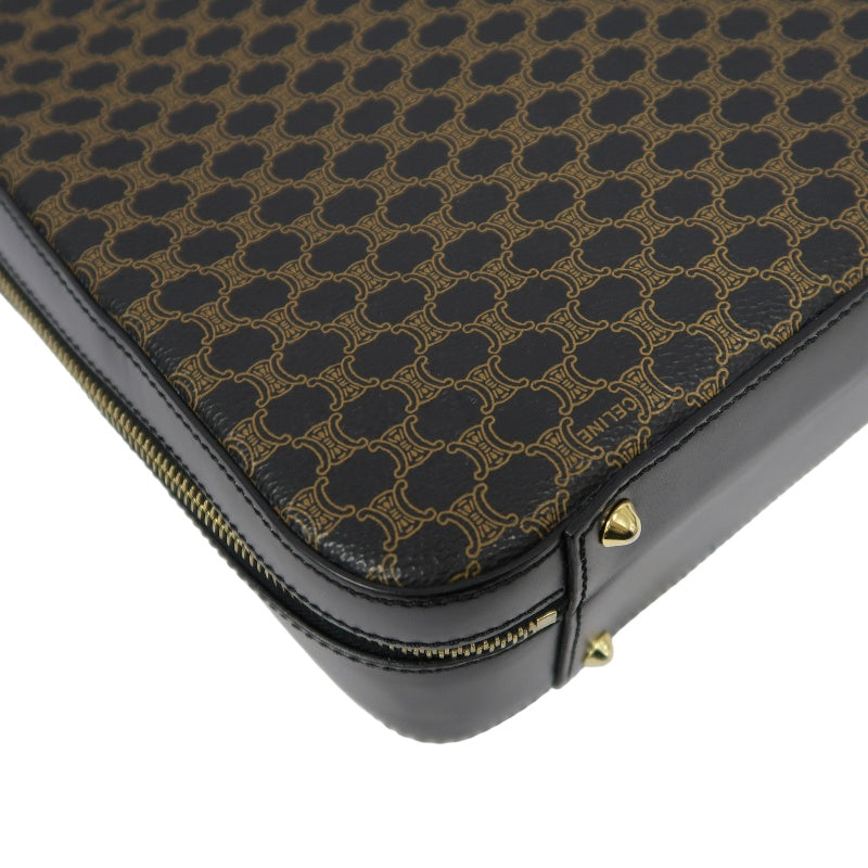 CELINE Macadam Briefcase, Brown/Black, PVC-Coated Canvas, with Shoulder Strap & Dust Bag