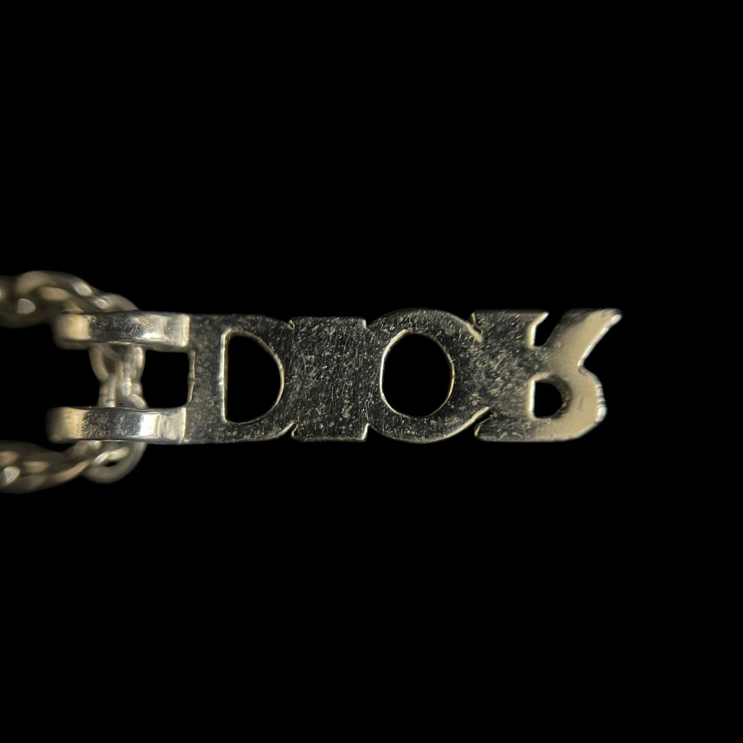 CHRISTIAN DIOR Vertical Dior Logo Pendant Necklace Silver Tone Metal Twist Fine Chain Adjustable Extension with Mini CD Charm Minimalist Cool Elegant Classic Accessory