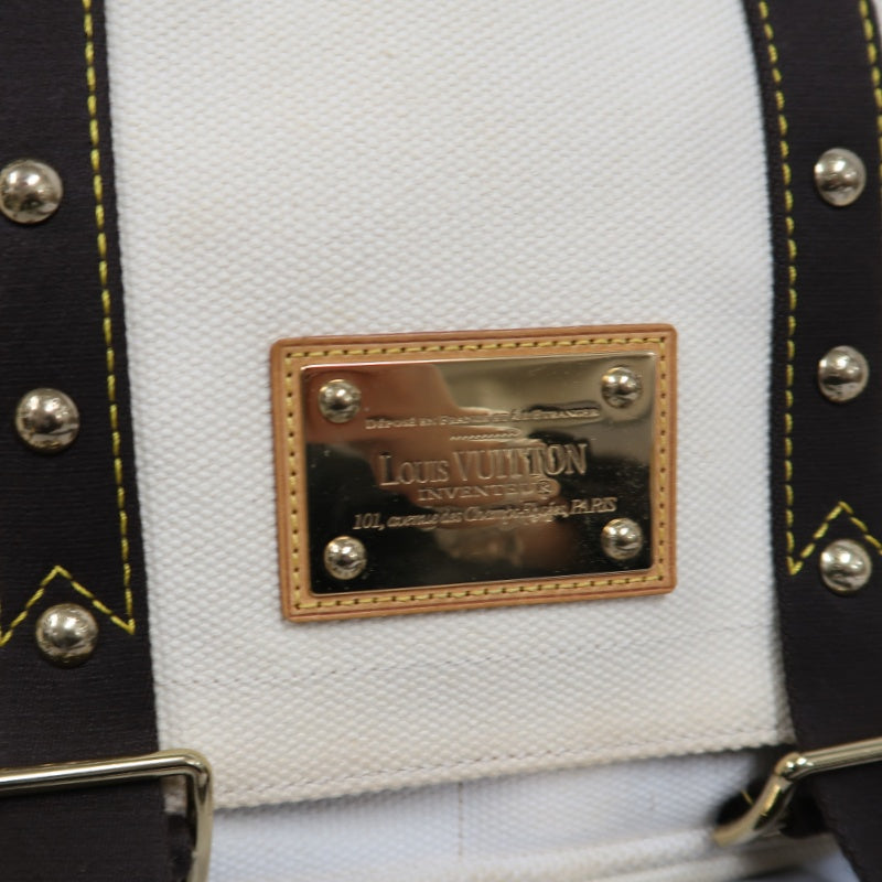 LOUIS VUITTON Antigua Buzas PM Shoulder Bag, White/Brown Canvas with Gold Hardware