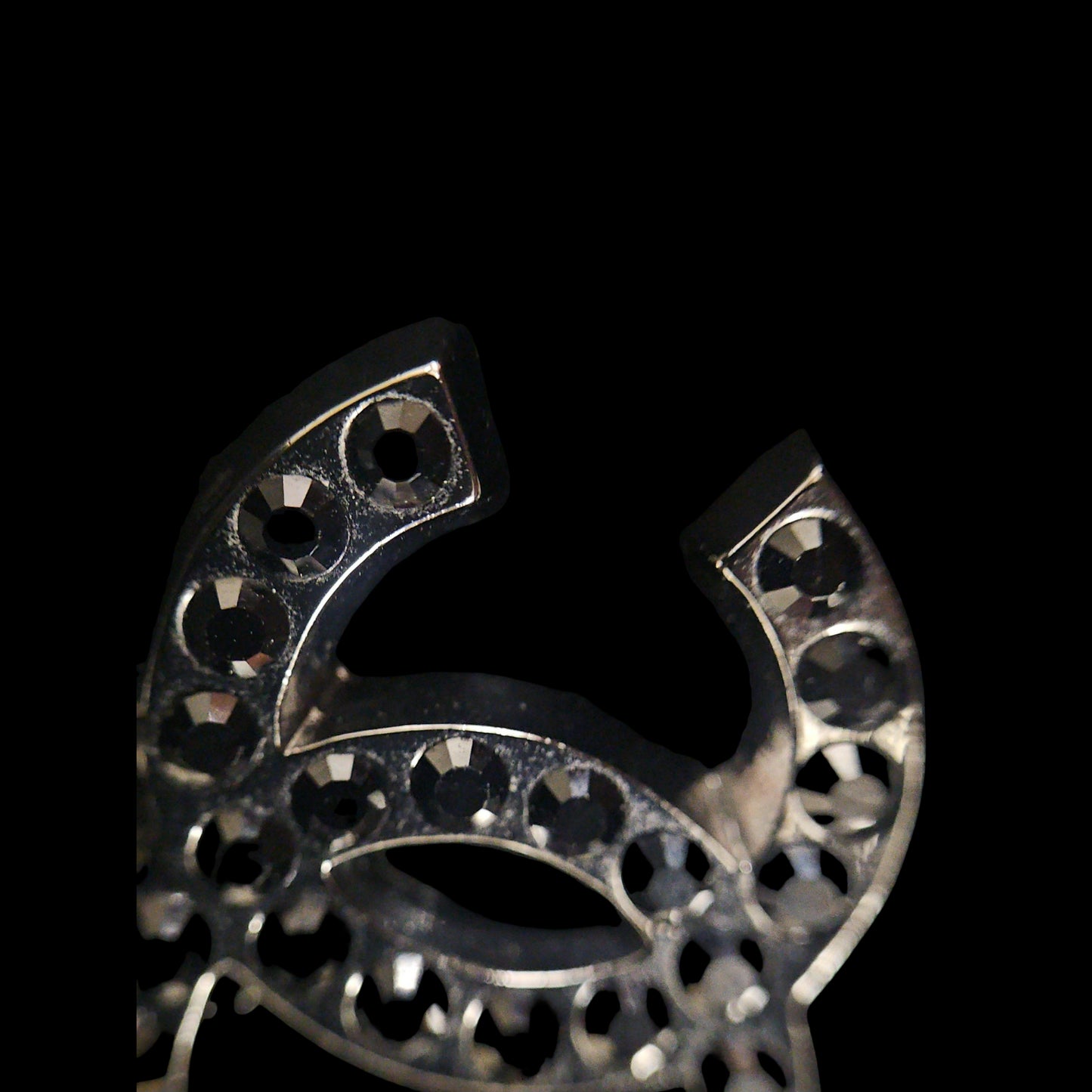 CHANEL Black-Tone Alloy Crystal Necklace With Box