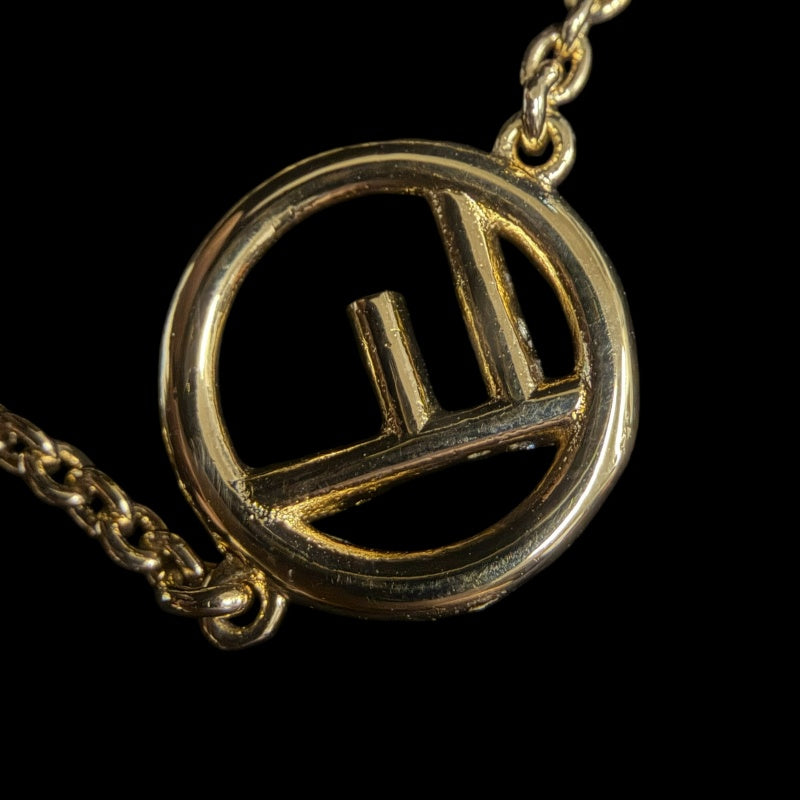 FENDI F is Fendi Rhinestone Bracelet Accessory Gold Metal Circle F Logo Pave Stone Elegant Box