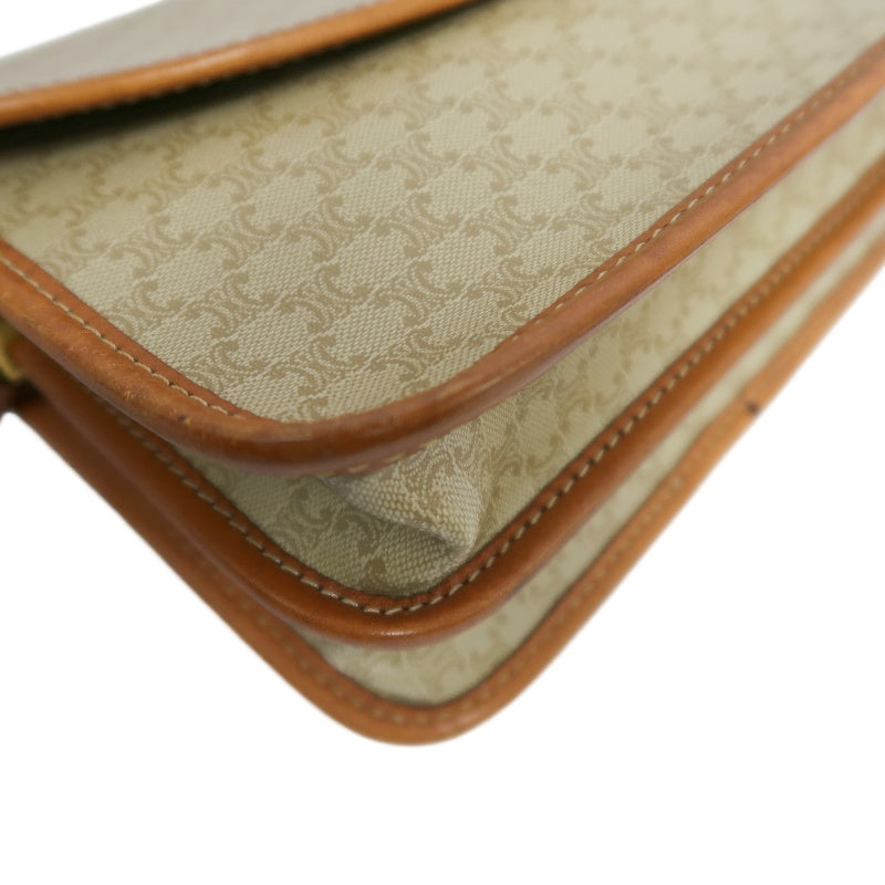 CELINE Macadam Shoulder Bag, Beige, Gold Hardware, CELINE Monogram PVC Saddle Crossbody Bag