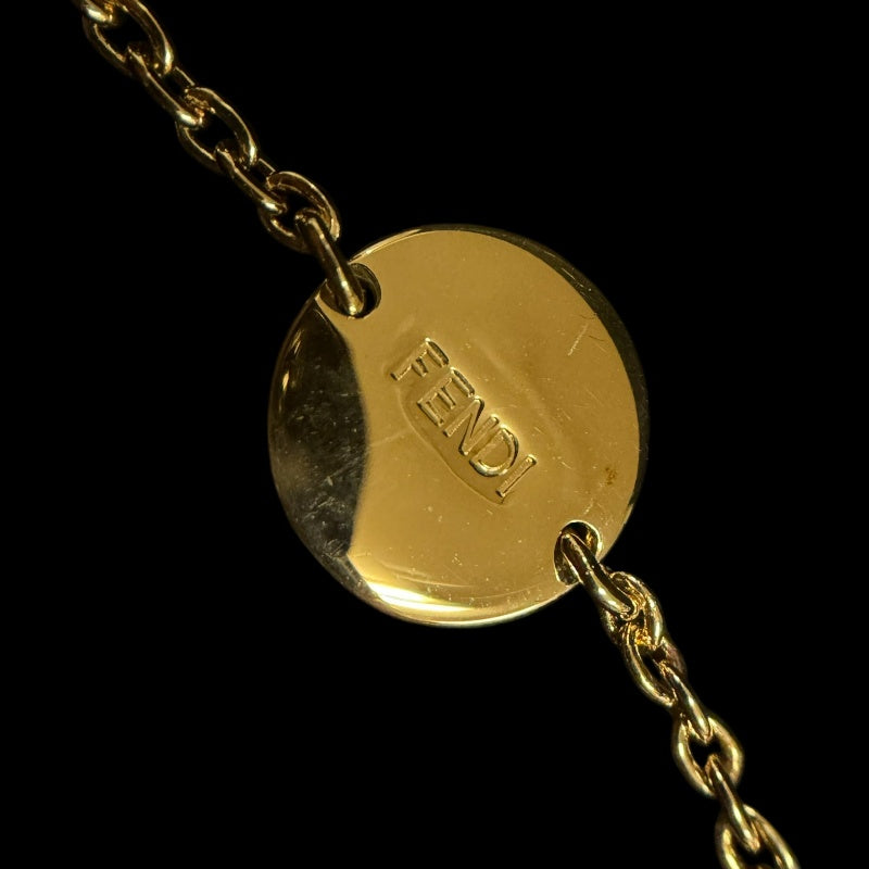 FENDI F is Fendi Rhinestone Bracelet Accessory Gold Metal Circle F Logo Pave Stone Elegant Box