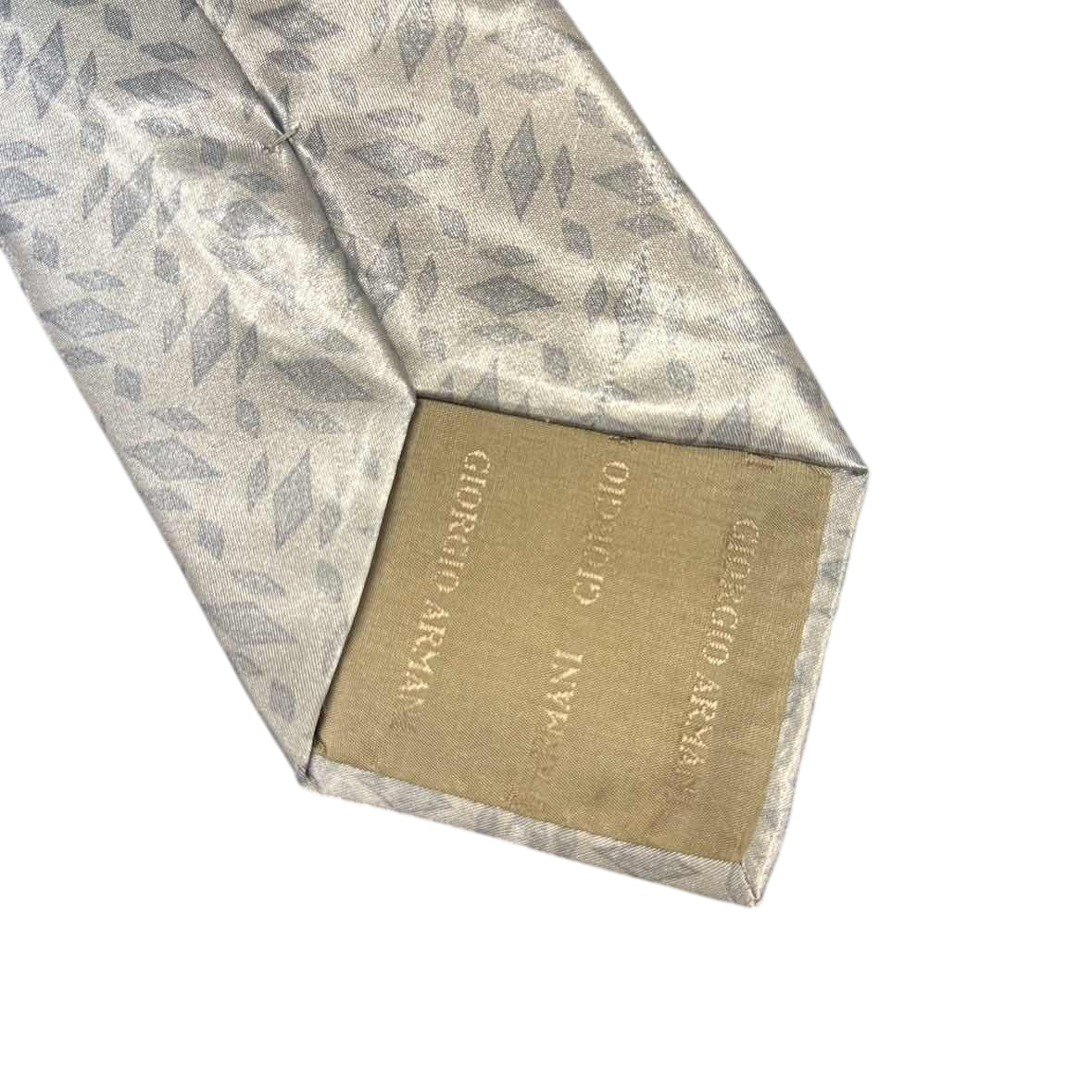 ARMANI Polyester Silk Tie, Silver with Diamond Pattern
