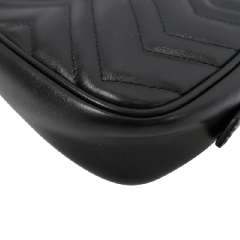 GUCCI GG Marmont Mini Camera Bag, Leather, Black, Gold Hardware