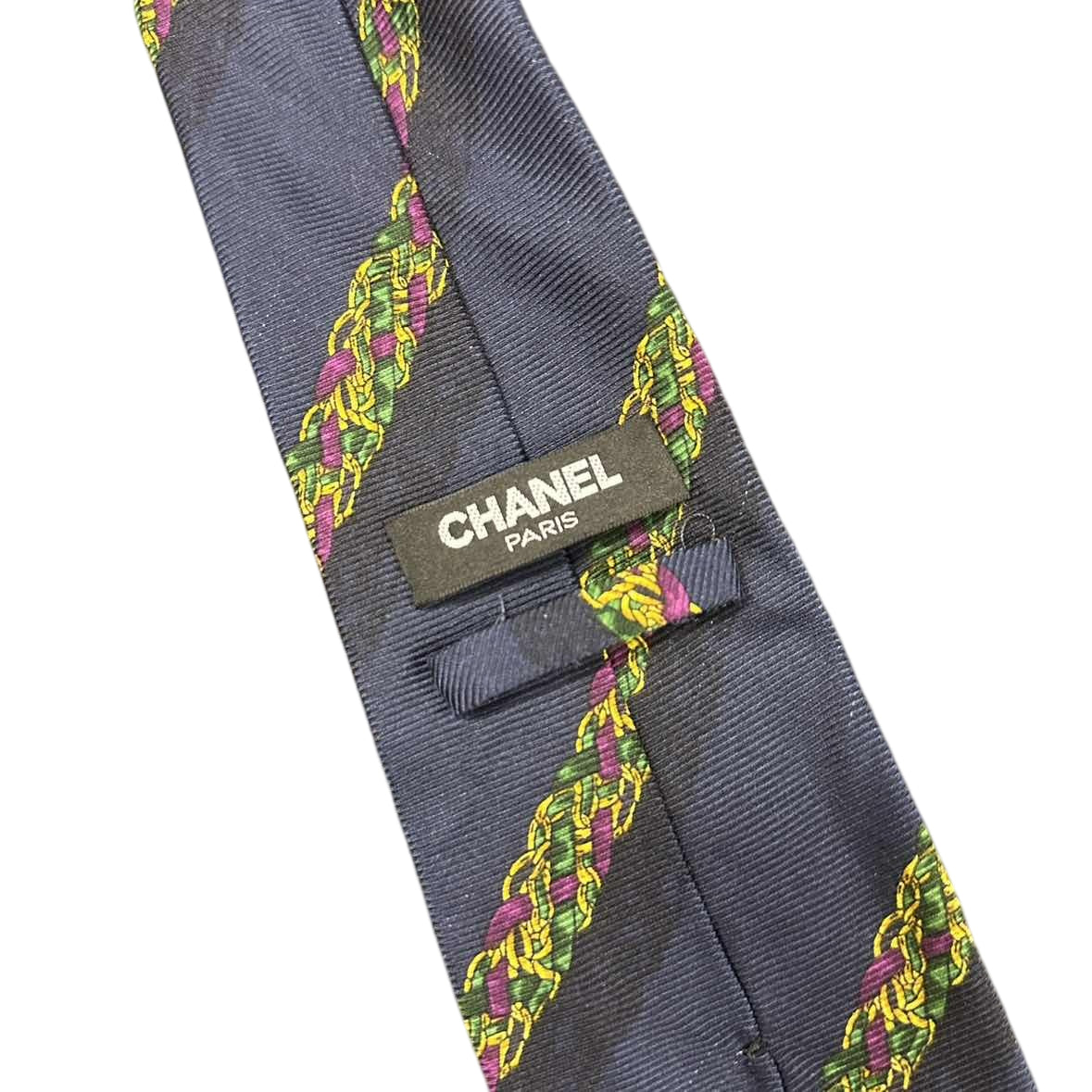 CHANEL tie, navy, with tag