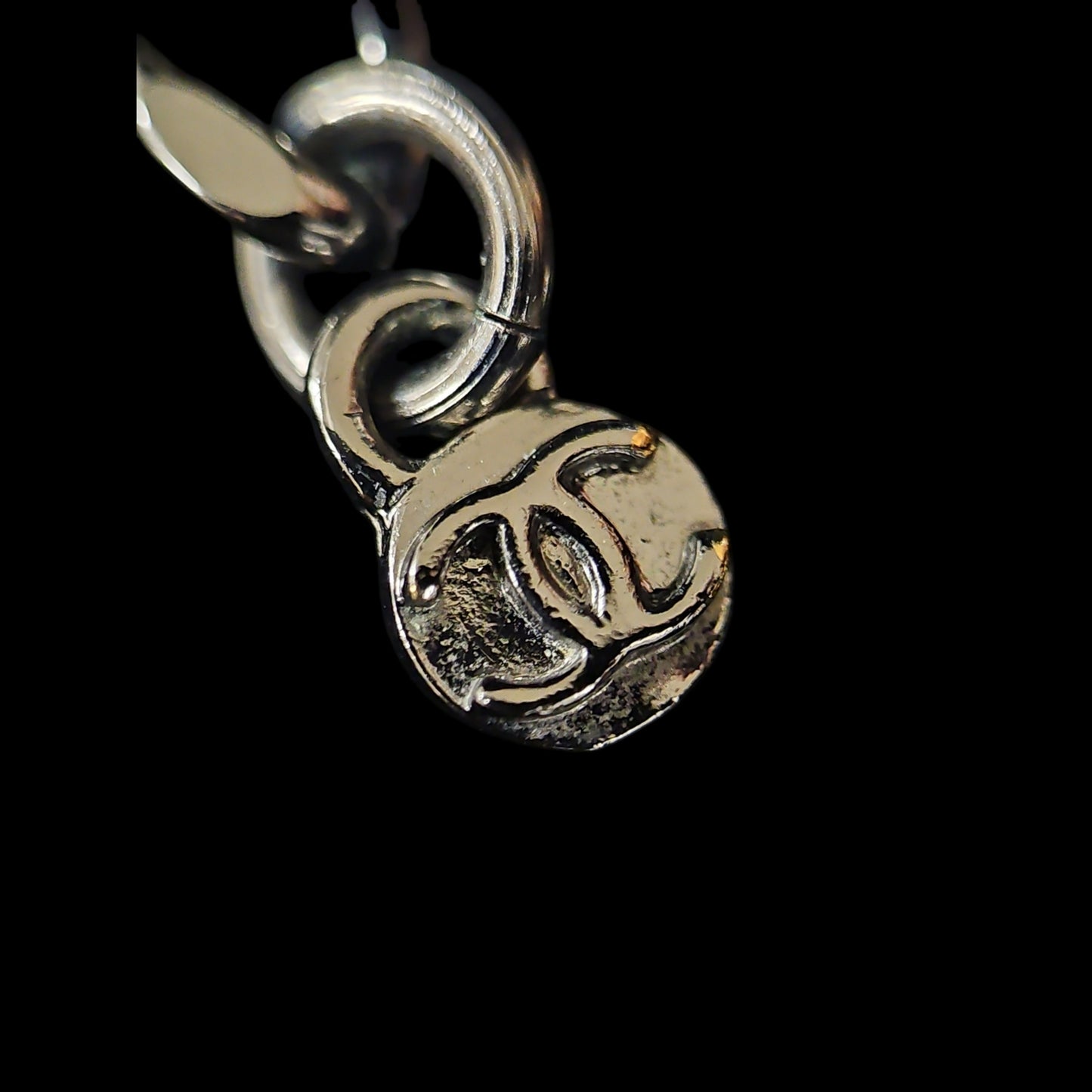 CHANEL Black-Tone Alloy Crystal Necklace With Box