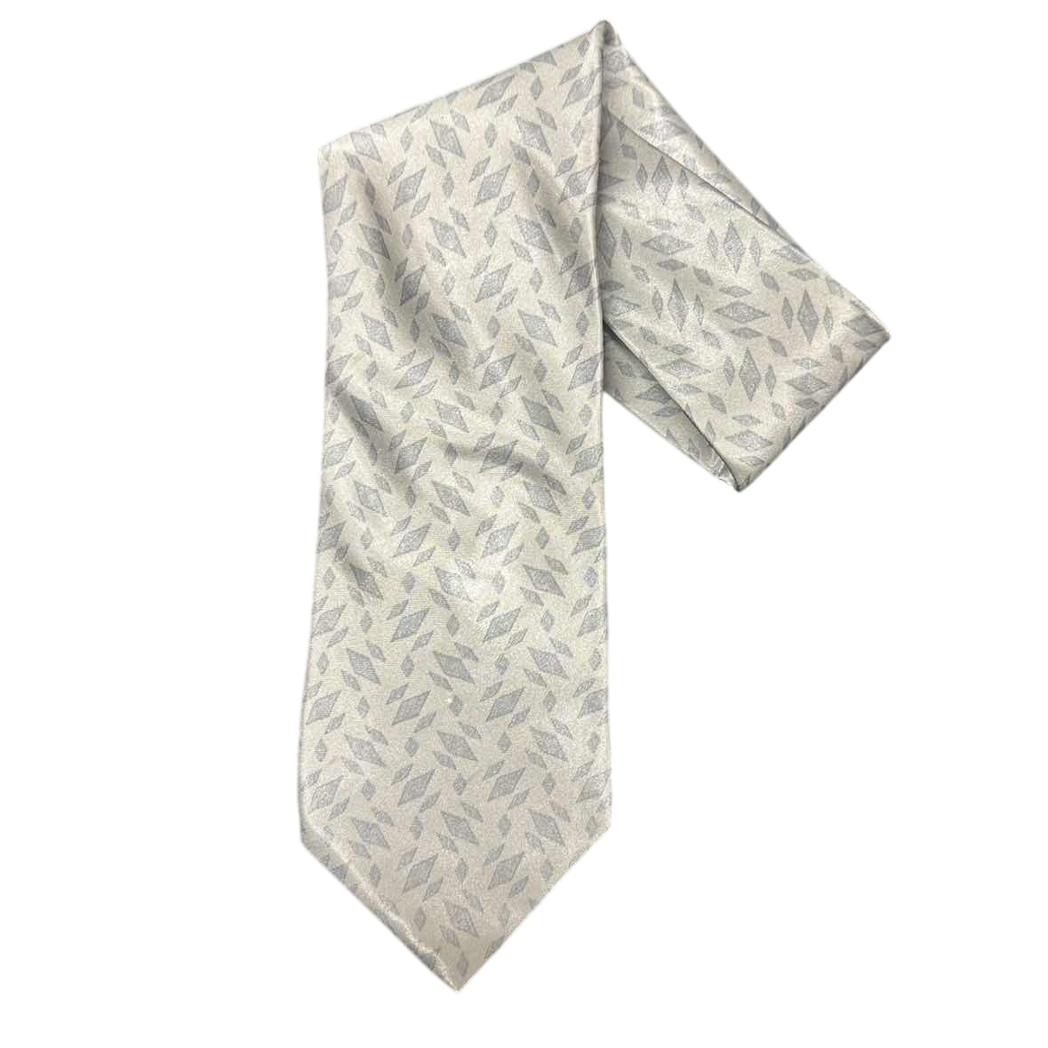 ARMANI Polyester Silk Tie, Silver with Diamond Pattern