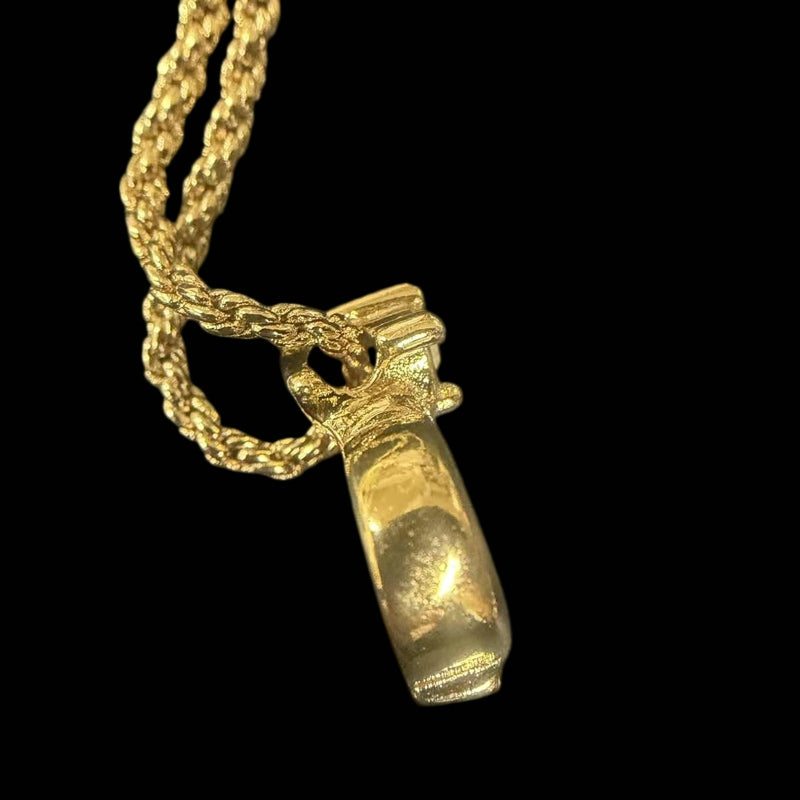 DIOR CD Logo Pendant Necklace Rhinestone Gold Alloy Hardware
