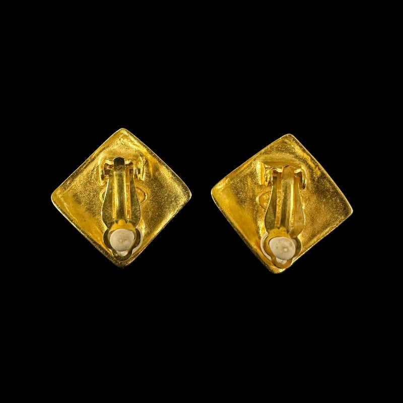 CHANE&nbsp; &nbsp;Coco Mark Diamond Shape Earrings, Gold Hardware, With Dust Bag&nbsp; Box