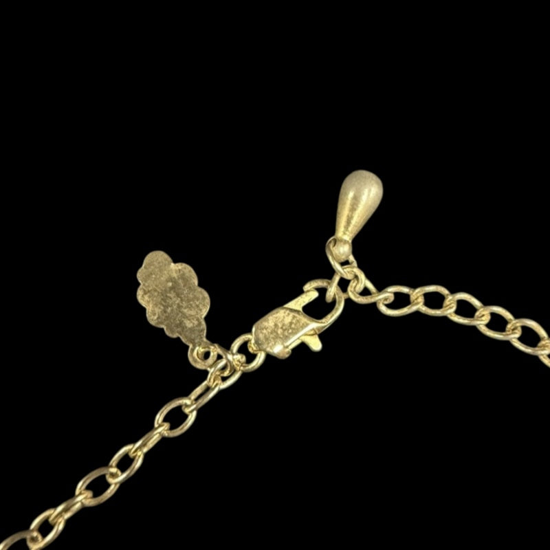 COURREGES Gold Alloy Initial Pendant Rhinestone Necklace