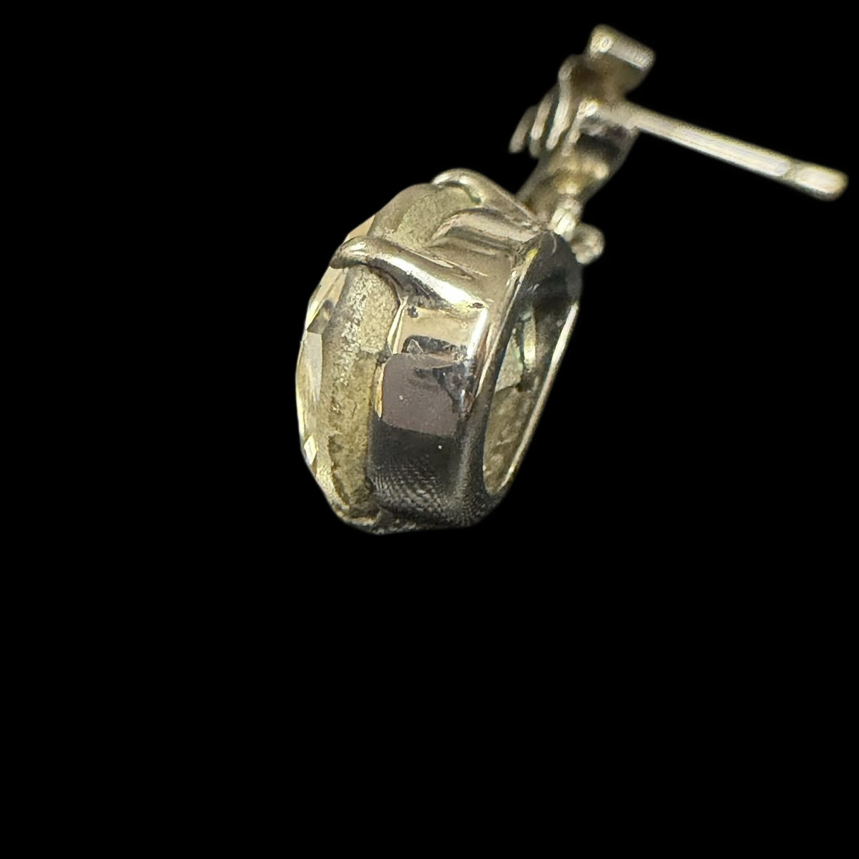 CHANEL CHANEL Coco Mark Rhinestone Earrings, Silver Hardware, With Comments, CHANEL Silver Alloy Drop Earrings
