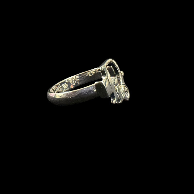 CHRISTIAN DIOR Logo Letter Ring Accessory Silver Metal Cutout Design Minimalist Retro Fashion