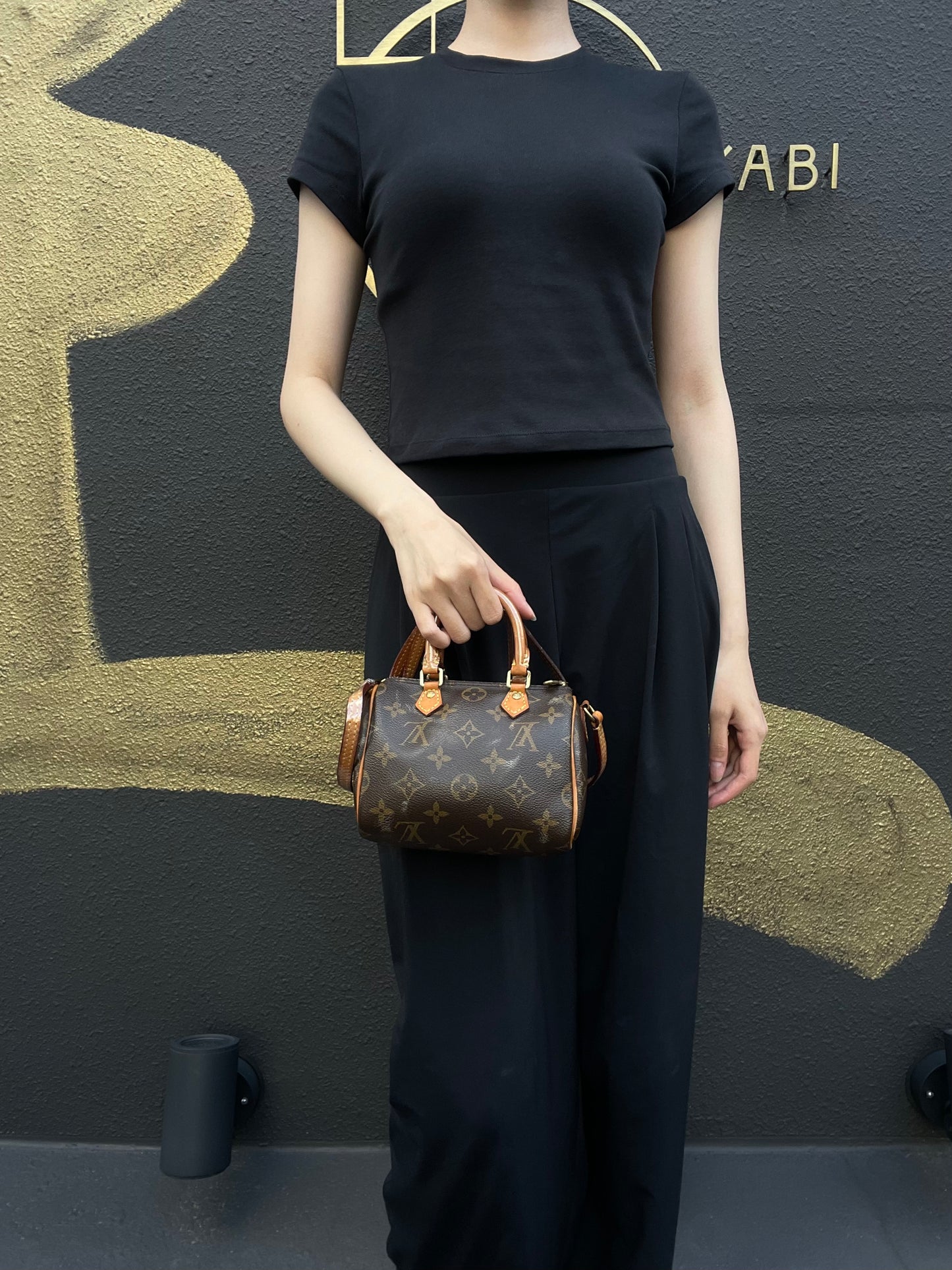 LOUIS VUITTON Mini Speedy Monogram PVC Handbag Shoulder Bag Brown