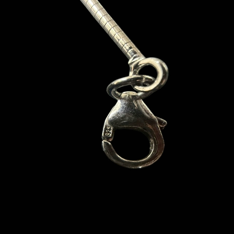 HERMES Cage d'Asche H Cube Pendant Necklace Light Blue Silver Alloy Hardware