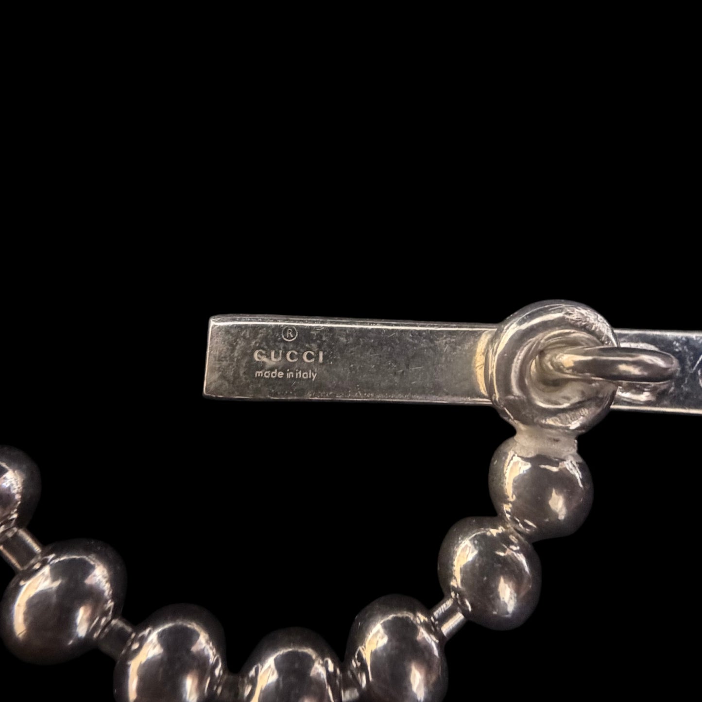 GUCCI Interlocking G Ball Chain 925 Sterling Silver Necklace