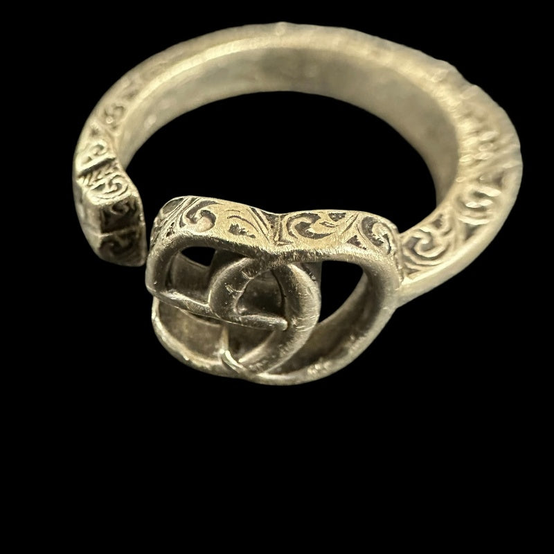 &nbsp;GUCCI&nbsp; Double G Arabesque Ring Size #17, 925 Silver, Total Weight Approx 5.7g