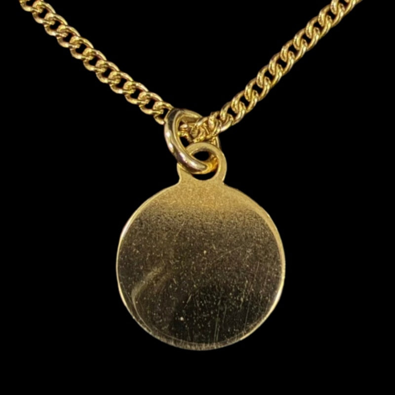 DIOR Gold Alloy Circular Embossed CD Logo Pendant Necklace