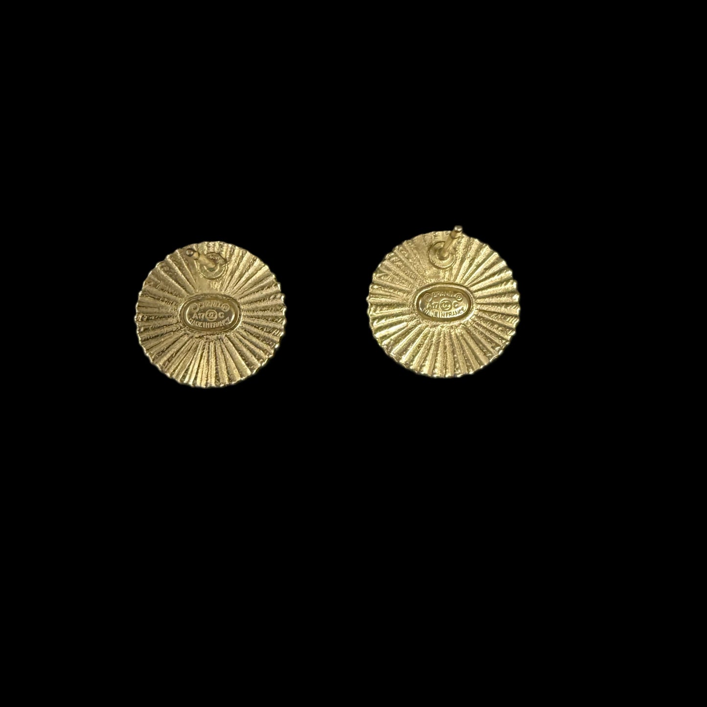 CHANEL Black Enamel Button Double CC Stud Earrings