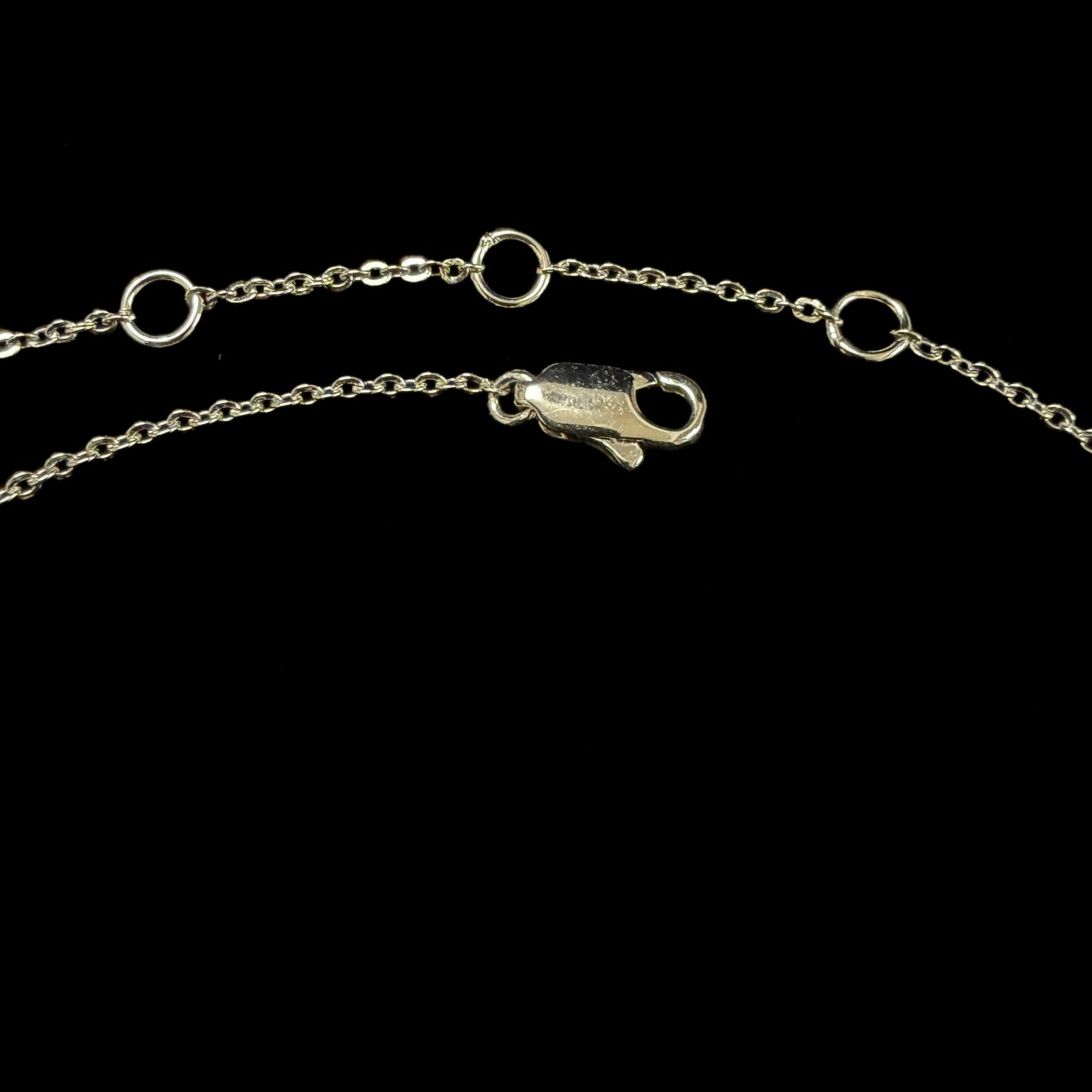 CHRISTIAN DIOR Flower & Letter Crystal Inlay Necklace Gold Tone Metal Thin Chain Adjustable Clasp Elegant Cute Design Full Set with Original Box and Dust Bag