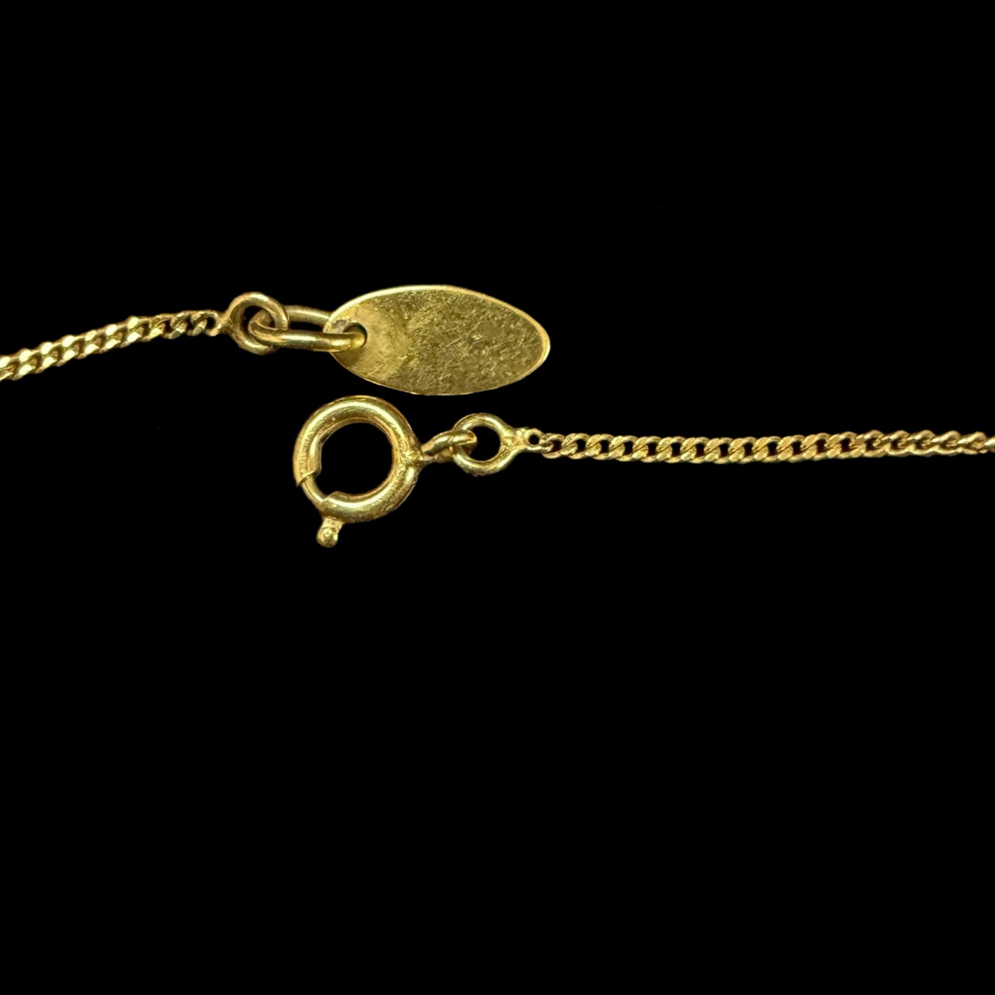 CHANEL CC Logo Black Enamel Pendant Necklace Gold Tone Metal Thin Snake Chain Vintage Classic Elegant Design