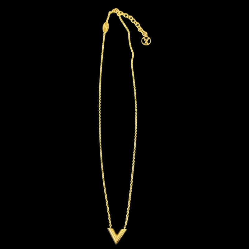 LOUIS VUITTON Essential V Necklace Gold Tone Metal