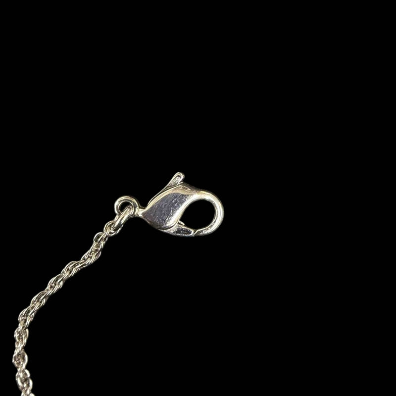 DIOR Dove Motif Pendant Necklace Rhinestone Silver Alloy Hardware