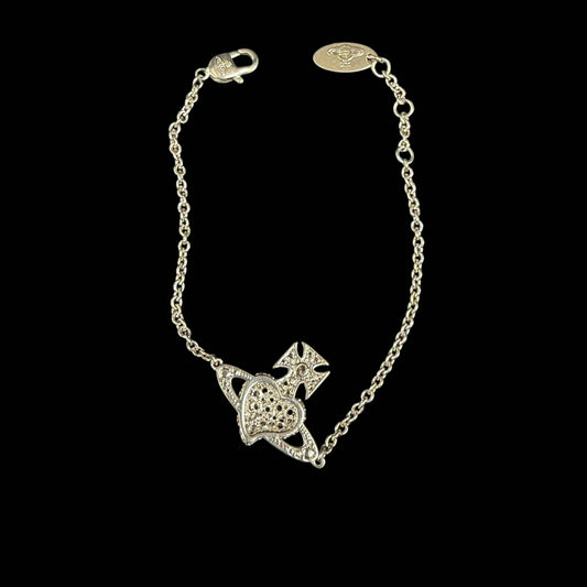 VIVIENNE WESTWOOD Orb Bracelet Alloy Silver Rhinestone With Original Case