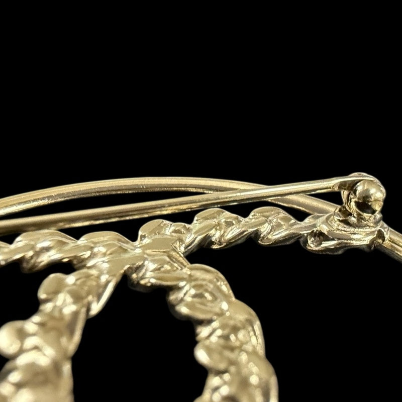 CHANEL Coco Mark Round Brooch Rhinestone Gold Alloy Hardware