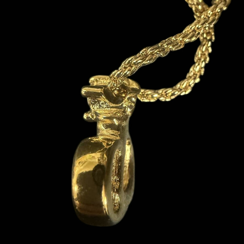 DIOR CD Logo Pendant Necklace Rhinestone Gold Alloy Hardware