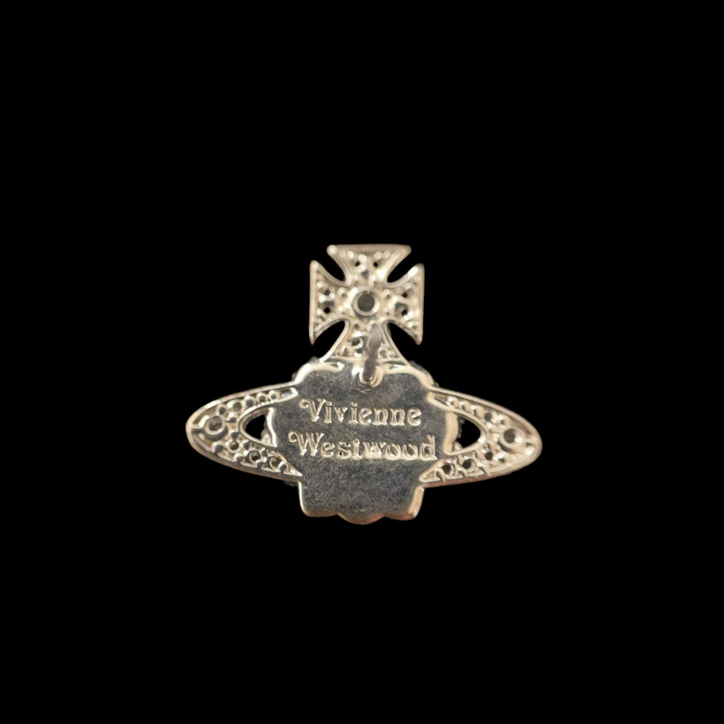VIVIENNE WESTWOOD Saturn Earrings Silver Rhinestone Alloy With Original Case