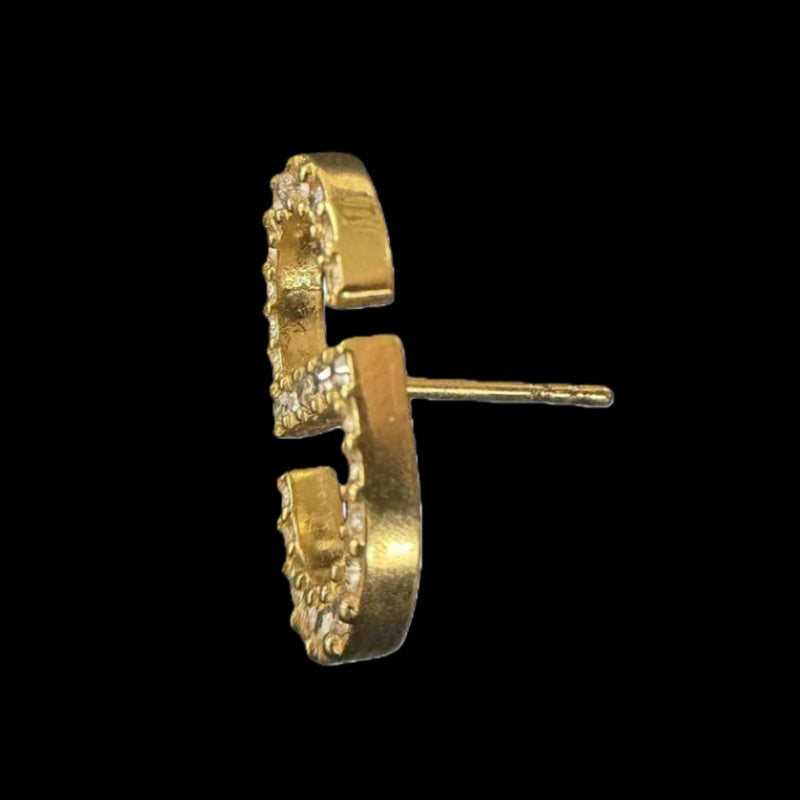 DIOR DIOR CD Logo Rhinestone Stud Earrings, Gold Hardware, With Original Box & Dust Bag, DIOR Gold Rhinestone-Set Alloy Stud Earrings